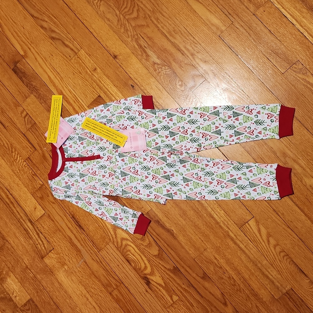 American Girl Bitty Baby Little Girl Holiday Pajamas Size 4